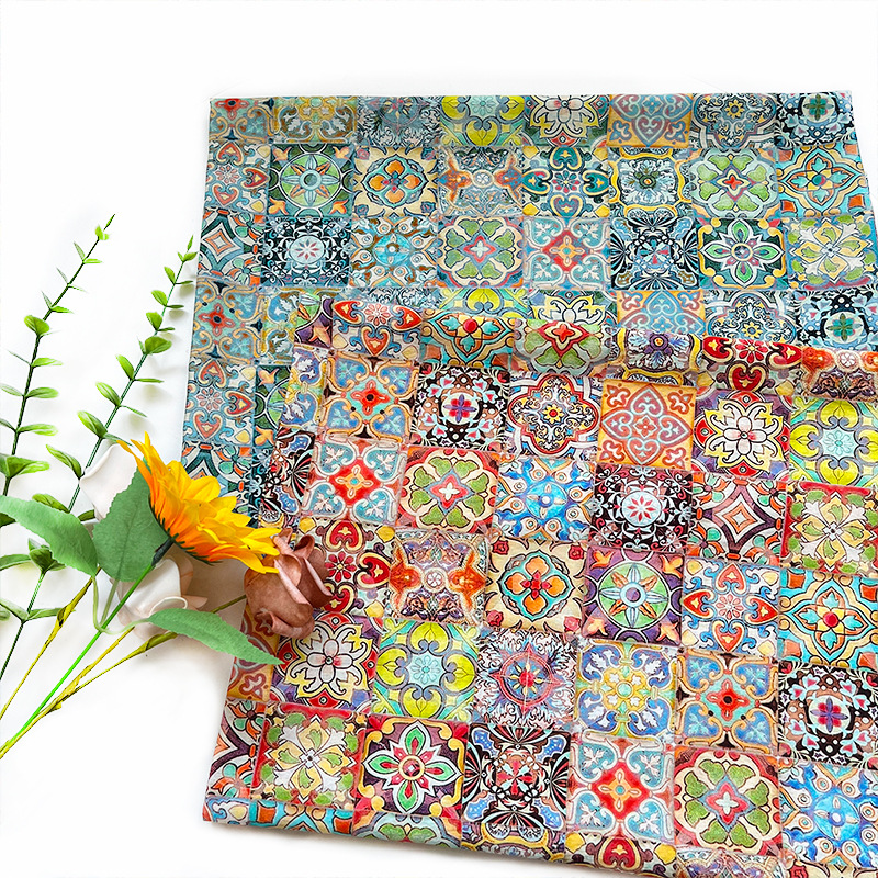 Colorful collage: brocade cotton fabric, cheongsam dress, top, Hanfu handmade DIY fabric, digital printed fabric