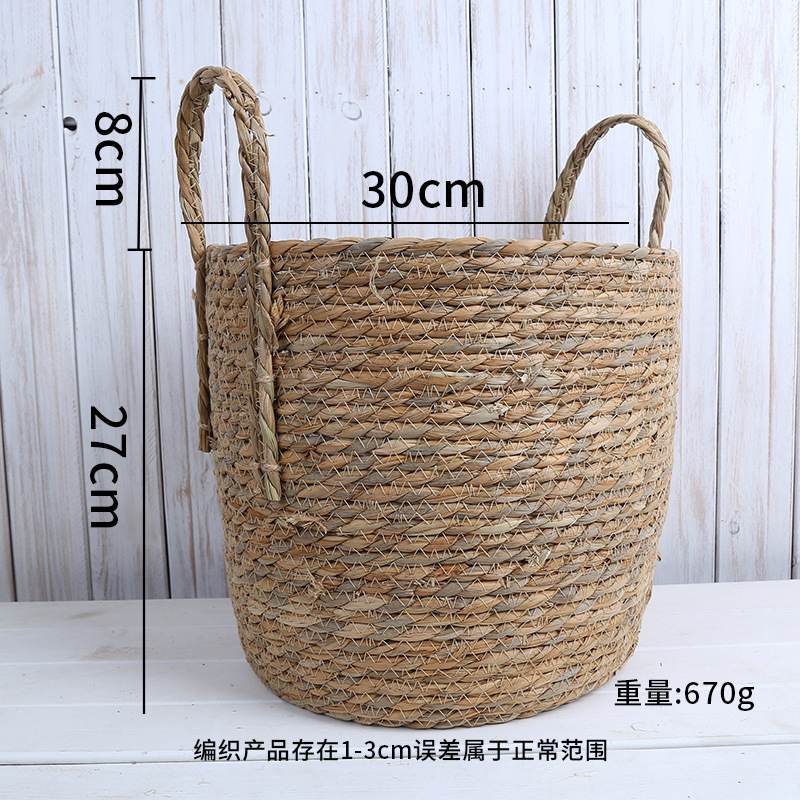 Picture of Cross-border Hot Sale Straw Rattan Flower Basket Creative Home Woven Basket Balcony Living Room Decoration Green Plant Potted Flower Pot