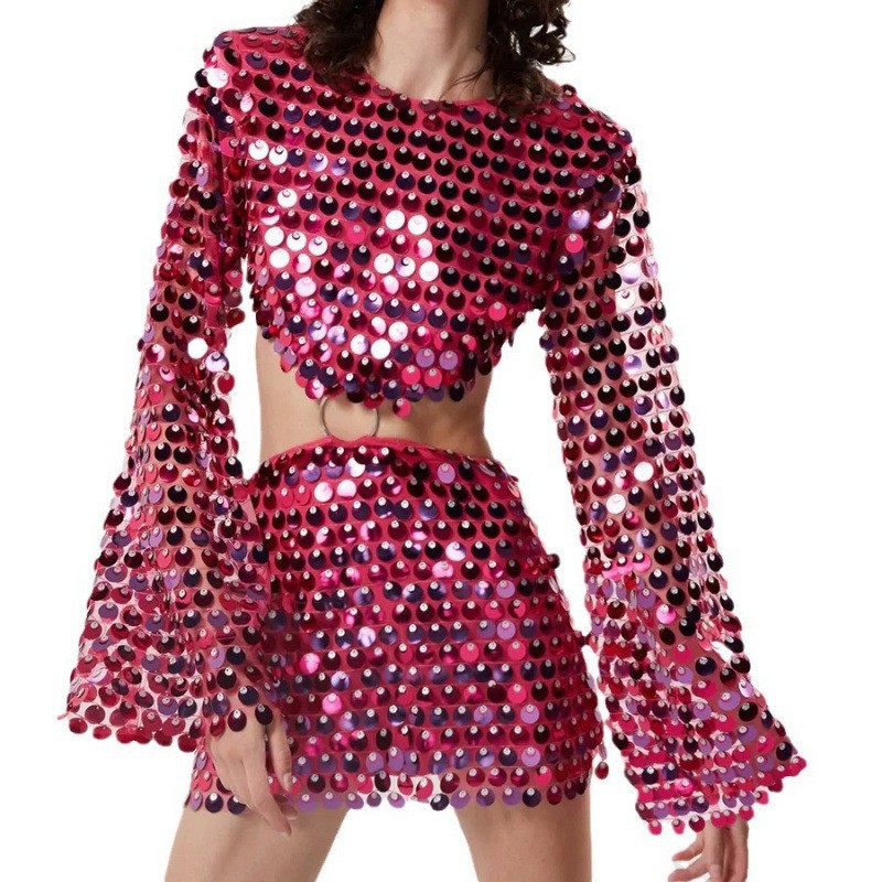 Amazon Cross-Border Foreign Trade Spring and Summer New Fashion Sexy Internet Celebrity Hot Girl Sequin Dress for Women
