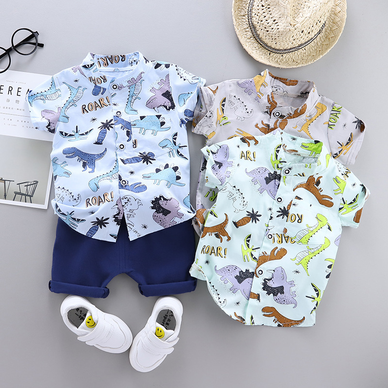 Picture of Summer New Children's Clothing Korean Style Boys and Infants Suit Cartoon Shirt Short-Sleeved Suit Manufacturer Foreign Trade Wholesale Trend