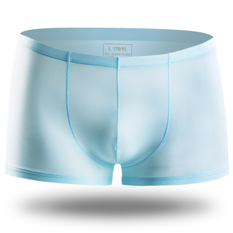 Picture of Youth Summer Men's Ice Silk Underwear One-piece Boxers Breathable Thin Sexy Transparent Boxer Underpants