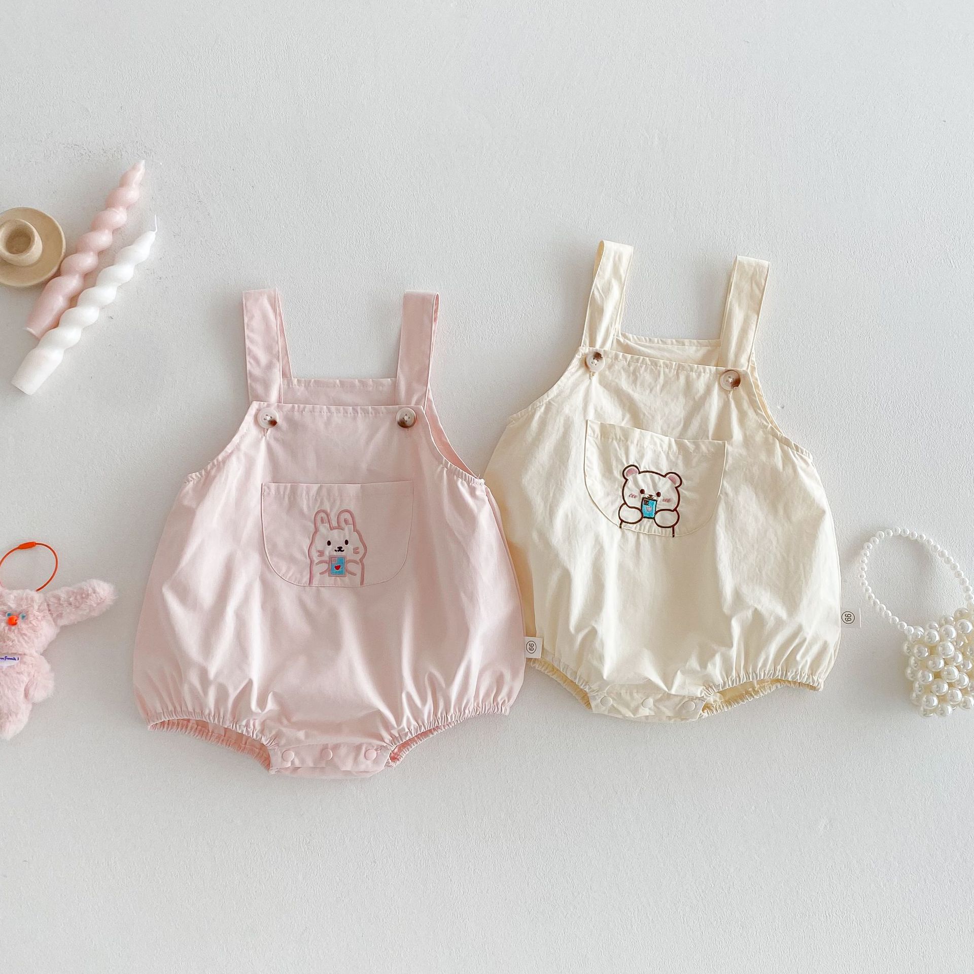 Summer Baby Strap Clothes Embroidered Climbing Clothes for Boys and Girls Baby Strap Clothes Princess Summer Triangle Clothes