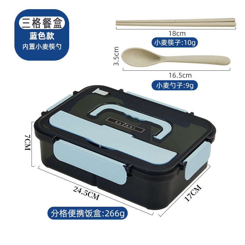 Picture of Compartment lunch box large capacity plastic microwave lunch box with tableware office worker student portable lunch box suit