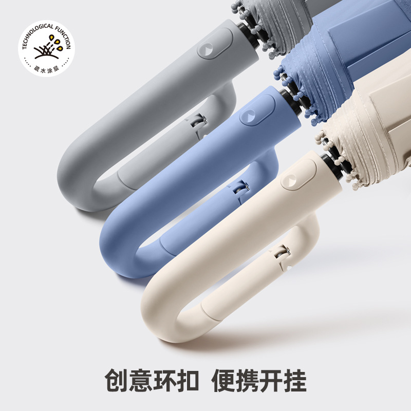 Fully Automatic Reverse Buckle 10-Bone Business Umbrella Wind-Resistant Umbrella Black Rubber Sun-Protection and Rain-Protection Dual-Use Double Umbrella
