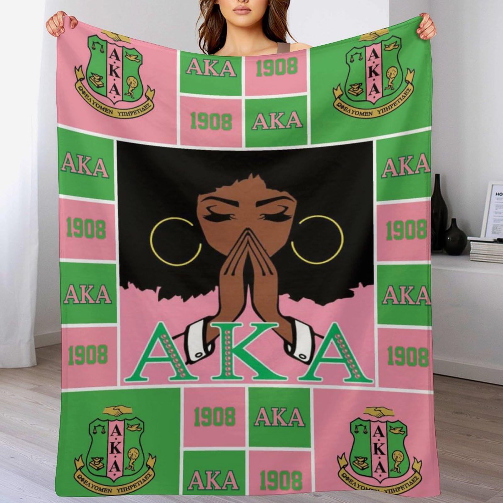 Picture of Cross Border AKA Girl Blanket Sorority Gift Soft Flannel Blanket Sisterhood Blanket for Women