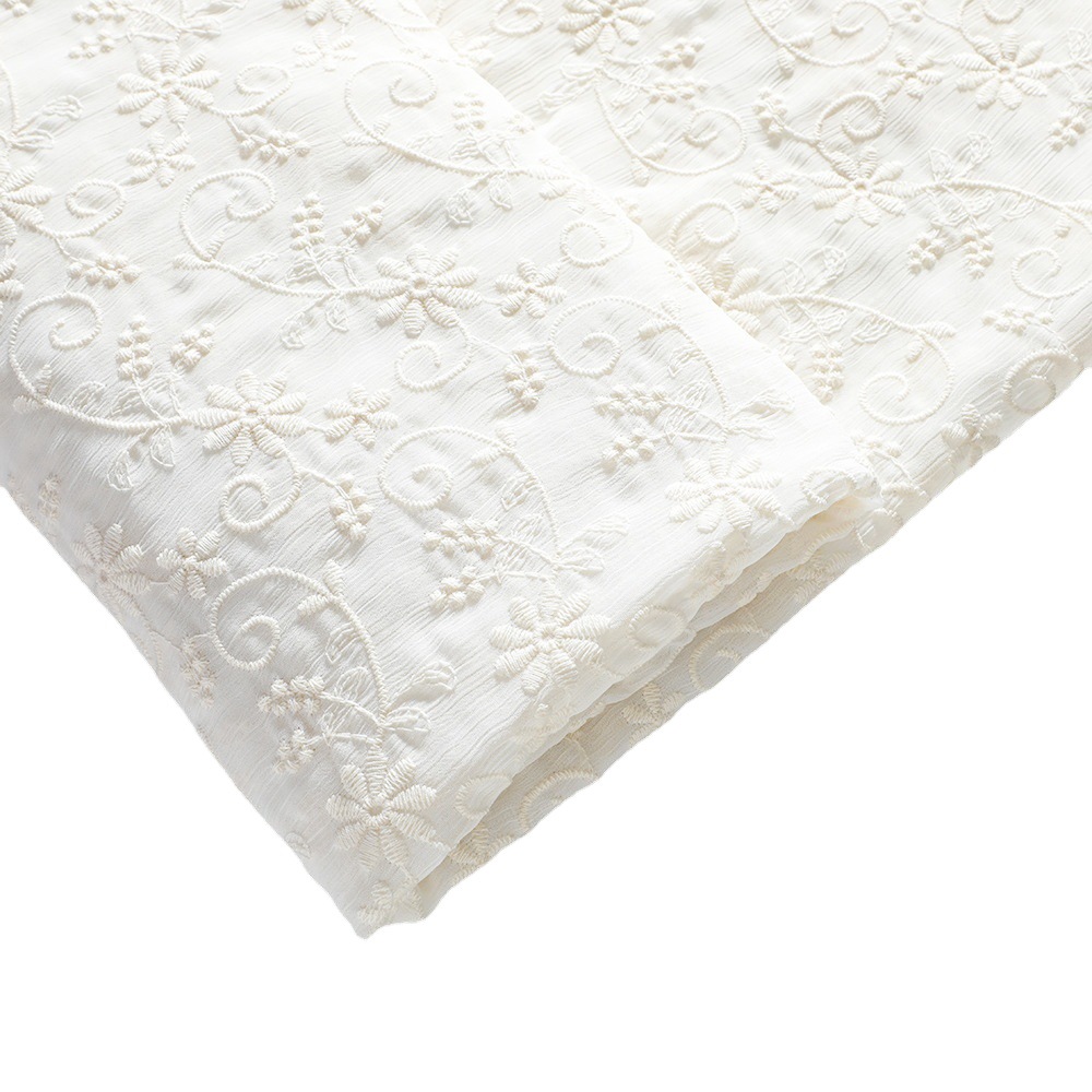 Spring and Summer New Chiffon Pure Cotton Embroidered Fabric Wedding Dress Lace Accessories Women's Embroidered Fabric Clothing Fabric