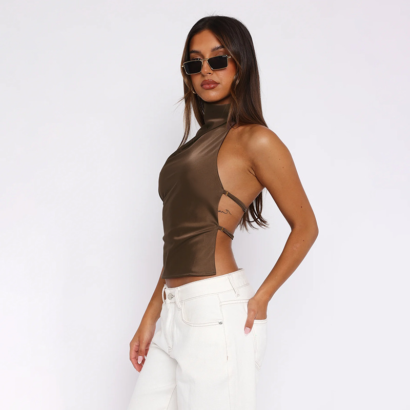 Picture of JY24641 spring 2025 new style personalized women's street style sexy hot girl all-match satin backless top women