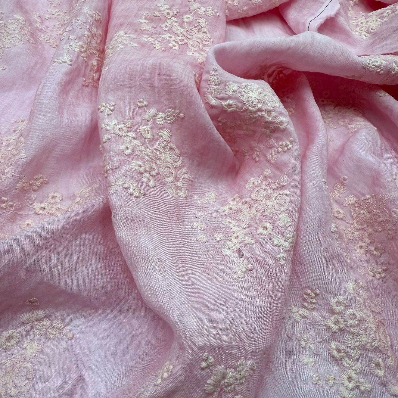 Picture of Ramie spring and summer national style new Chinese Tencel bottom cotton thread exquisite floral pattern embroidered fabric dress cheongsam cloth