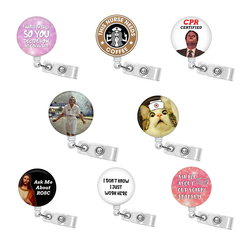 Amazon hot creative ABS retractable easy pull retractable badge reel certificate Badge clip wholesale