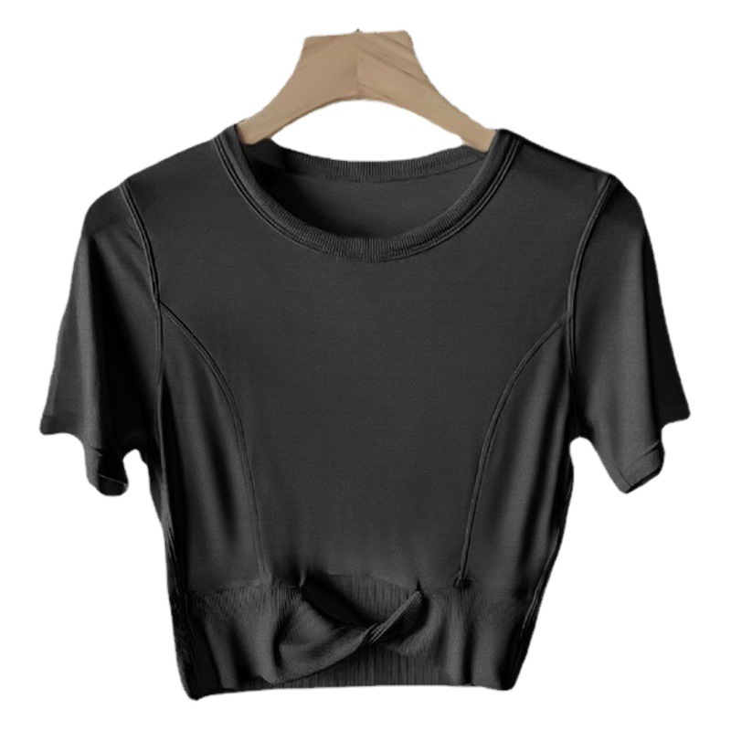 Yoga Suit Women's Cotton T-Shirt Rib Short Modal Quick-drying Breathable Tight Fitness Jogging Short Sleeve
