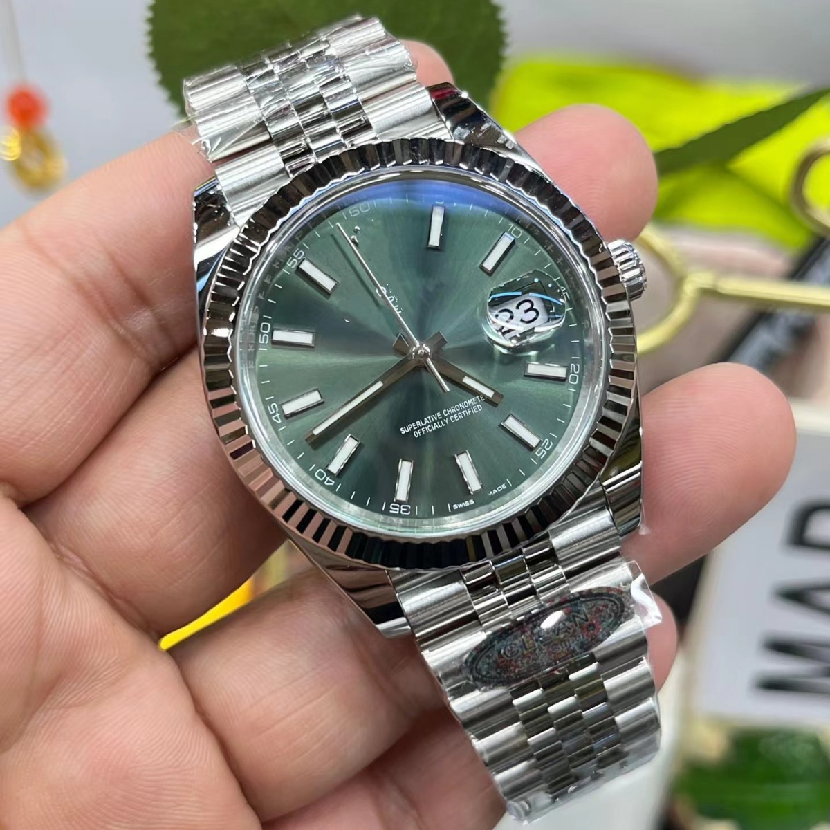 Clean Factry Olive Green Log Watch Oyster Constant 41MM3235 One-piece Mechanical Watch for Men
