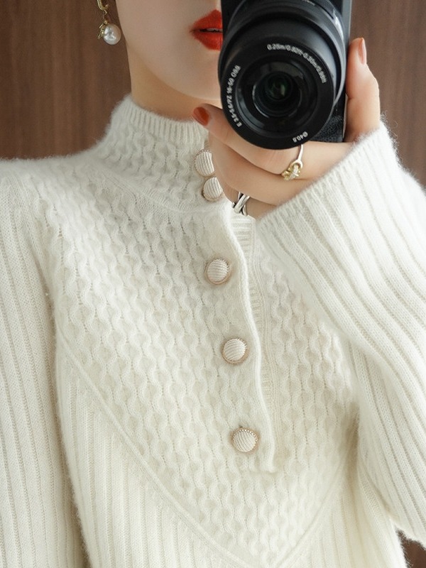 Picture of Autumn and Winter 2024 new top sweater loose outer wear slim half turtleneck long sleeve bottoming sweater women's clothing