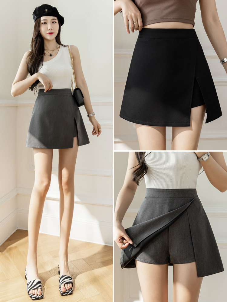 Irregular Split Skirt Women's 2024 Summer New High Waist Hip A- line Small Gray Suit Skirt