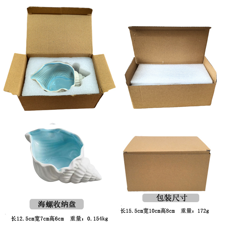 Picture of Mediterranean Sea Star Conch Shell Ceramic Ornaments Storage Basin Ocean Ashtray Hydroculture Bottle Hamster Nest Landscape