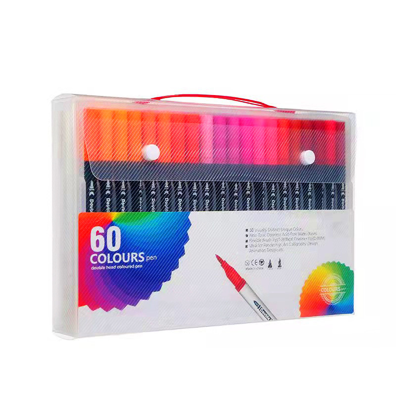 Picture of Children's brush water-based soft head double watercolor pen color washable soft head pen set