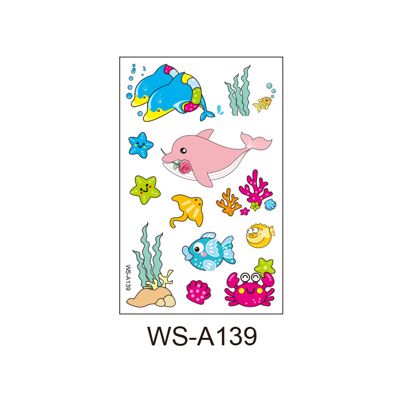Picture of Spot Wholesale Children's Cartoon Original Tattoo Stickers Marine Animal Summer Tattoo Stickers Dolphin Shark Little Whale