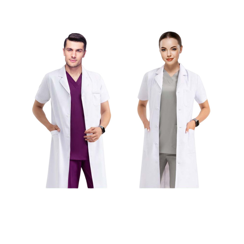 Picture of White lab coat for college students Dentist overalls Short-sleeved Long-sleeved overalls for doctors and nurses Isolation gown