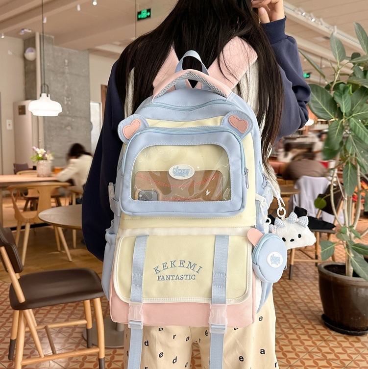 Picture of High Yan Value Ins Style Schoolbag Junior High School Girl's Backpack High School Student's Large Capacity Cute Pain Bag Dopamine Backpack