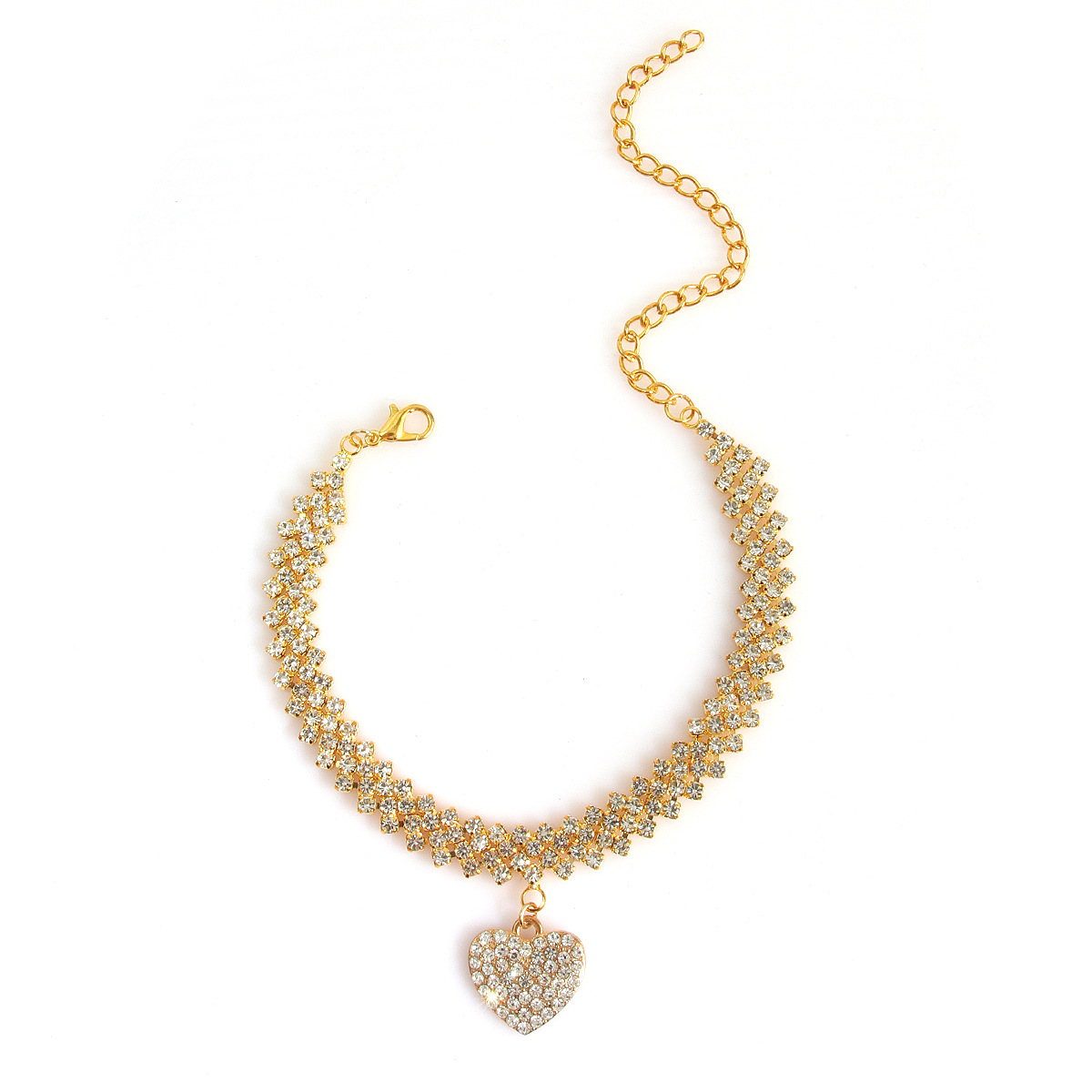 Picture of Europe and the United States cross-border new personalized fashion beach full diamond diamond foot ornaments rhinestone peach heart pendant ankle chain anklet women