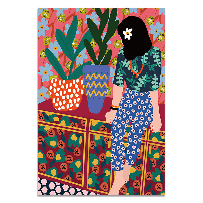 Picture of Nordic modern color abstract geometric figure green plant cactus living room bedroom decorative painting frame wholesale