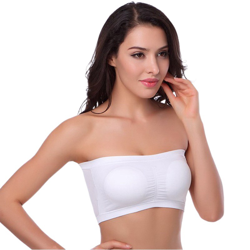 Picture of Foreign Trade One-Word Bra, Anti-Exposure, Plus Size Double-Layer Tube Top with Breast Pads, Breast Pads, Bottoming Intimates, No Steel Ring, Chest Wrap