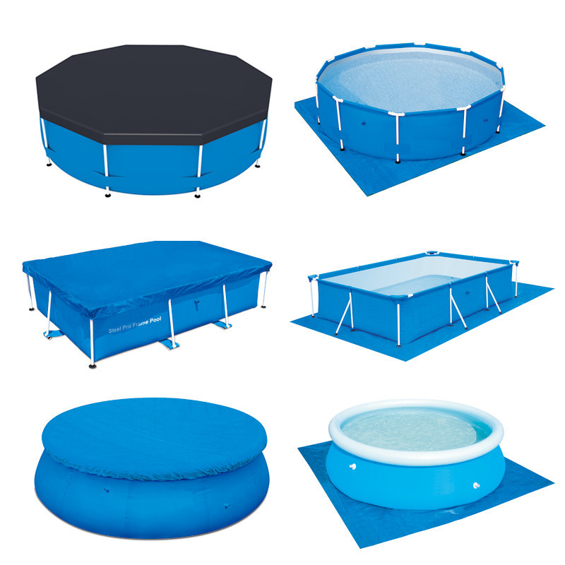 Cross-border spot thickened PE woven tarpaulin waterproof rain cloth dust cover swimming pool floor cloth cushion cloth round swimming pool