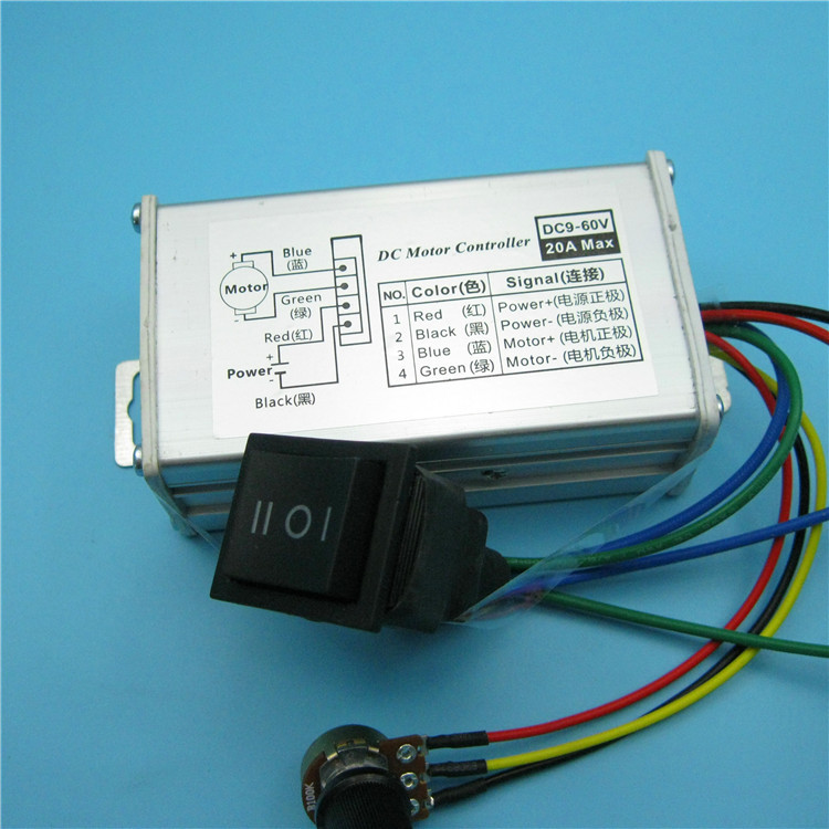 Picture of 9V12V24V36V48V60V PWM DC motor speed controller 20A forward and reverse controller