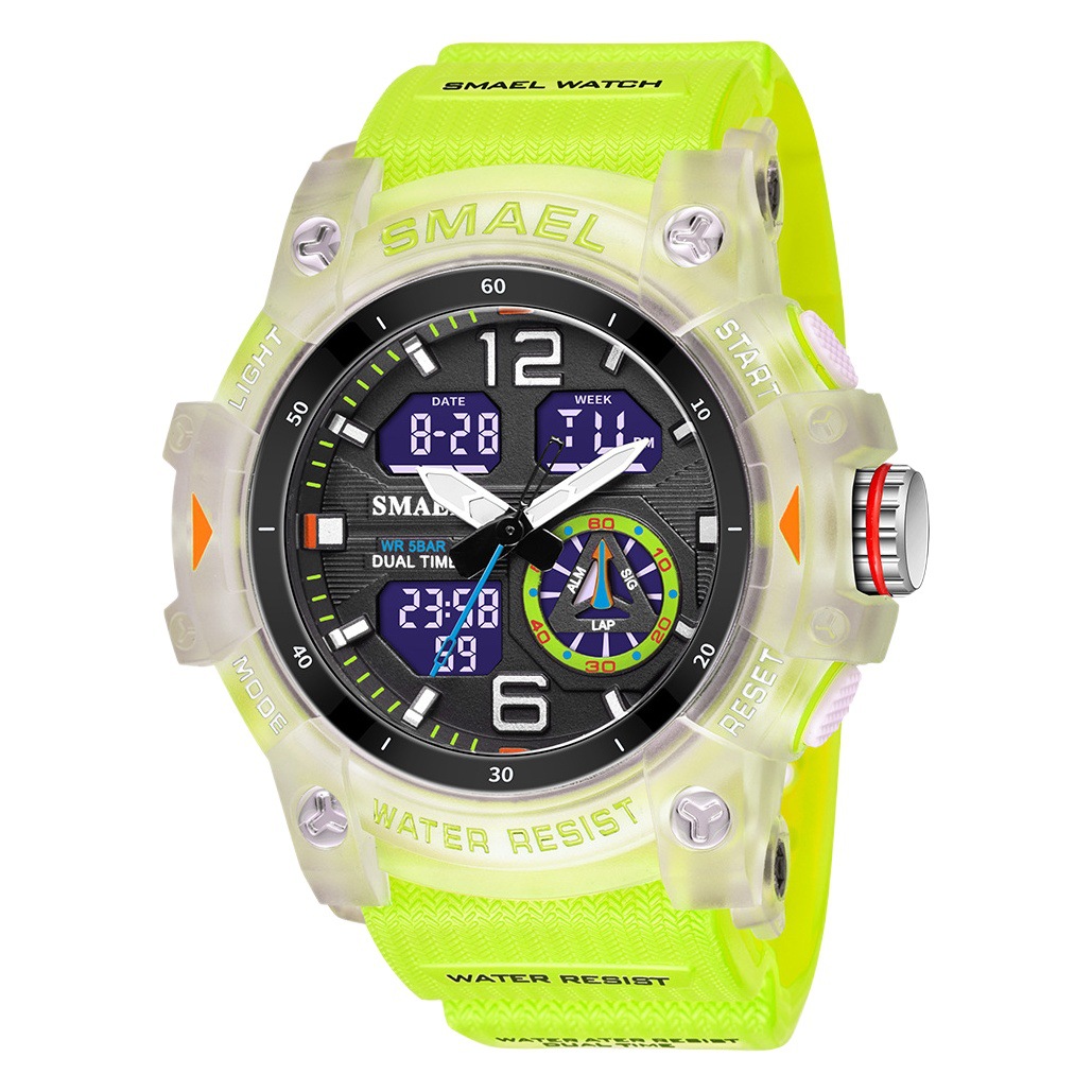 SMAEL SMAEL New Outdoor Transparent Watch Men's Outdoor Cool Double Display Waterproof Luminous Electronic Watch