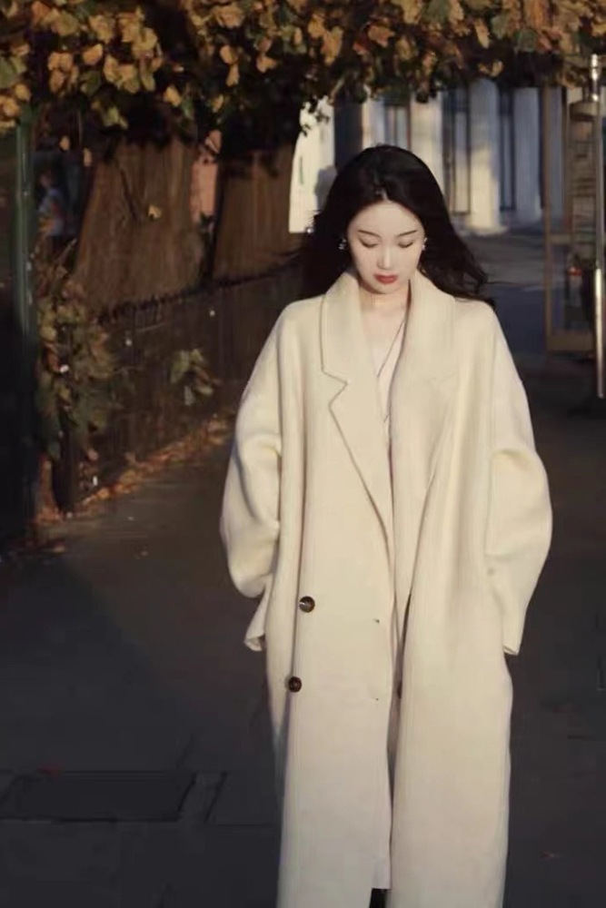 Picture of Autumn and Winter New Four-button Loose Korean Style Elegant Double-sided Cashmere Coat Mid-length Thickened Wool Coat for Women
