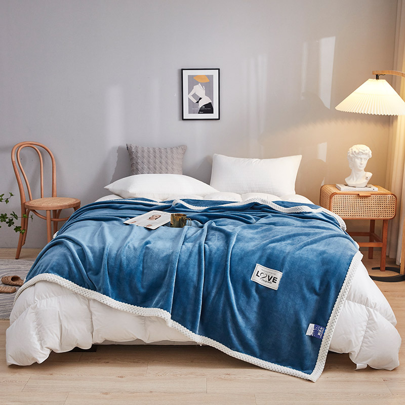 Picture of Quality Inspection Solid Color Milk Fleece Blanket Ferret Blanket Warm Thickened Winter Gift Bed Sheet Small Quilt Knee Blanket