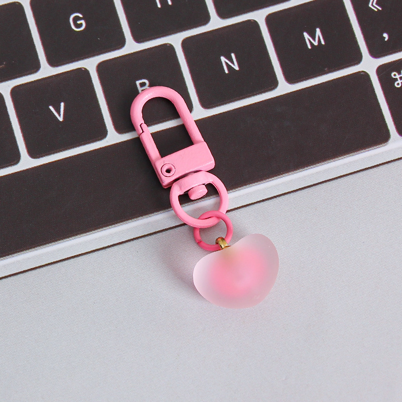 Picture of ins style AB color love beads keychain pendant diamond-shaped cut hanging hole door buckle girl's heart bag bag hanging jewelry