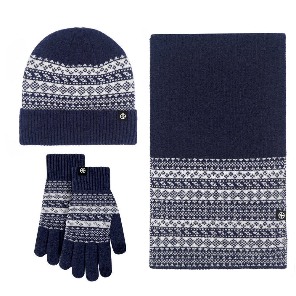 Picture of Winter New Product Japanese Style Knitted Gloves, Scarf and Hat Three-Piece Set Wool Warm and Cold-Proof Fur Ball Scarf Three-Piece Set