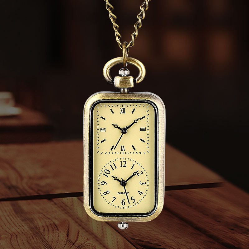 Personalized creative rectangular dual display dual time zone quartz watch dual movement dual display quartz watch factory in stock supply