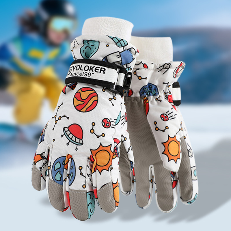 Children's Ski Gloves Are Waterproof, Warm in Winter, Fleece-Lined and Thickened, Specially Designed for Boys and Girls to Ski, Anti-Slip
