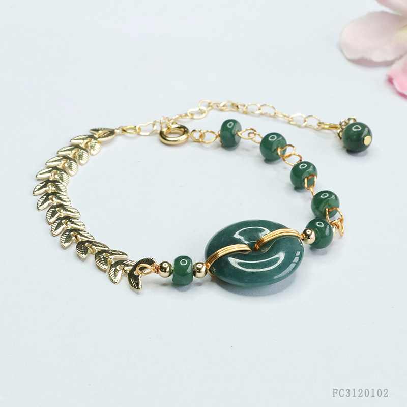 Picture of Jiyu natural blue water jade bracelet ear hook necklace three-piece jade suit wholesale generation FC3120102