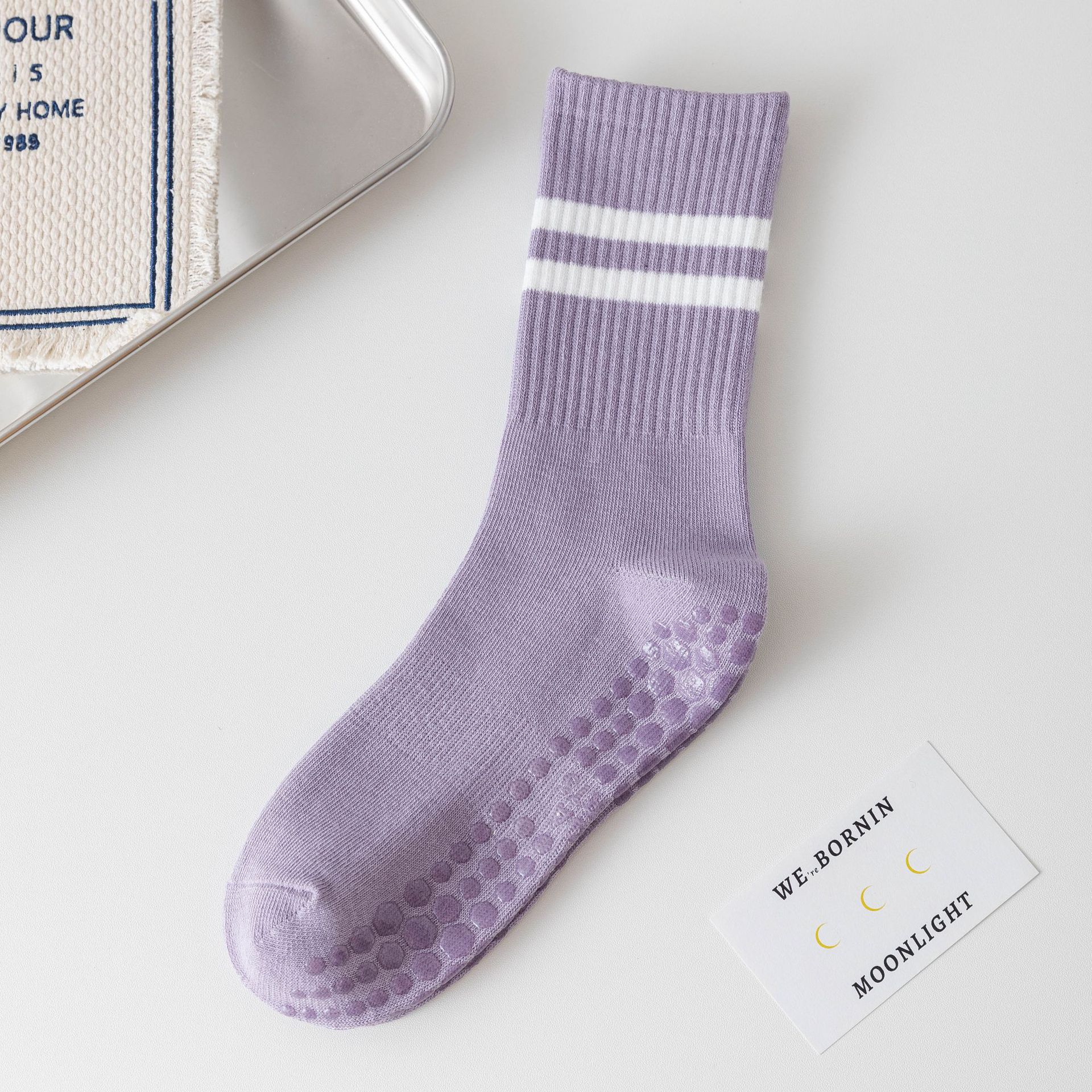 Picture of Pilates socks professional non-slip socks five-finger socks mid-calf yoga socks non-slip sports solid color floor socks yoga socks