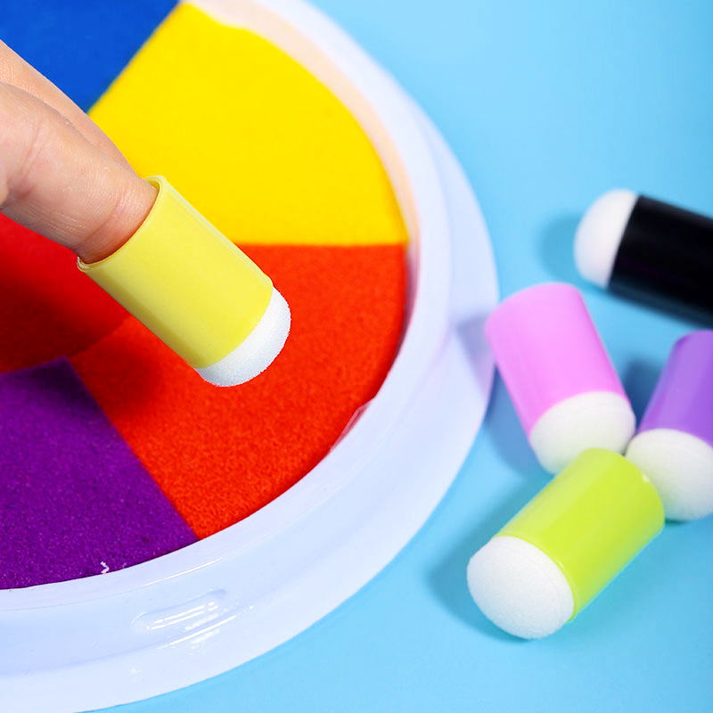 Picture of Children's Graffiti Finger Sponge Hand Account DIY Rubber Seal Painting Finger Cover Sponge Finger Painting Smear Painting Tools