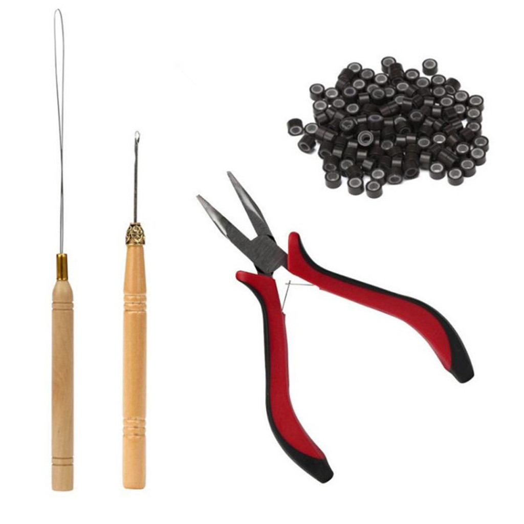 Picture of Cross-border Wig Pliers suit New Hair Extending Pliers suit Five-piece Silicone Buckle Wooden Crochet Wig Tool
