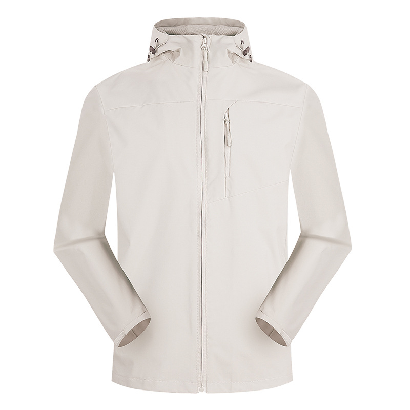 Picture of New Fashionable Outdoor Soft Shell Single-Layer Solid Color Charge Clothes Spring and Autumn Travel Mountaineering Jacket Hooded Jacket in stock Printing