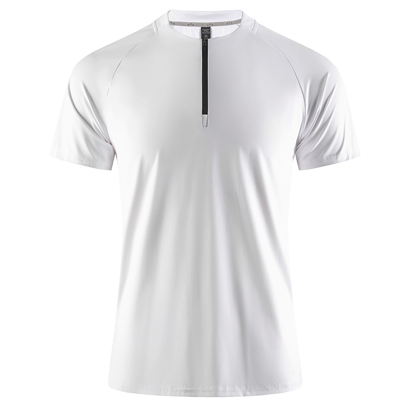 Half Zipper Couple's Ice Silk T-shirt Short-sleeved Men's Short-sleeved Quick-drying T-shirt Women's Sportswear Short-sleeved Sports Sweat-absorbent