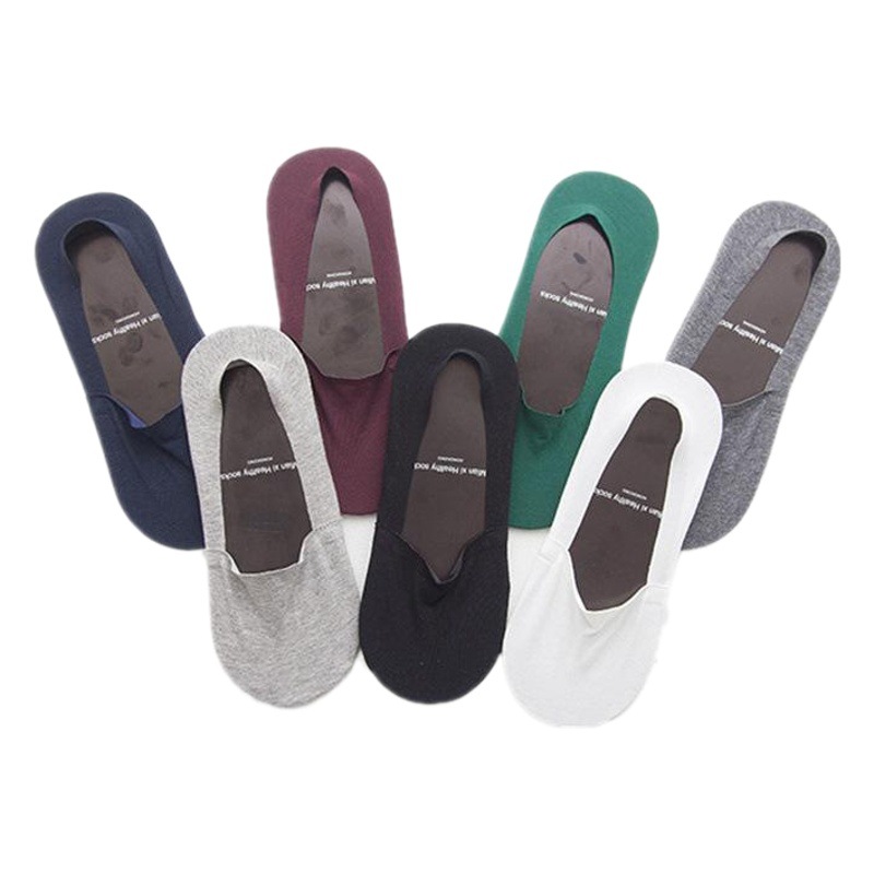 Socks Men's Ice Silk Boat Socks Men's Invisible Socks Cotton Bottom Silicone Shallow Sweat Absorbing Spring and Summer Men's Invisible Socks
