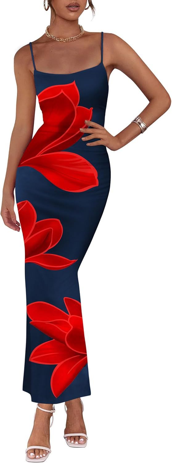 Picture of Autumn 2025 New Elegant Temperament Tight Low-cut Contrast Color Rose Print Design One Step Sling dress
