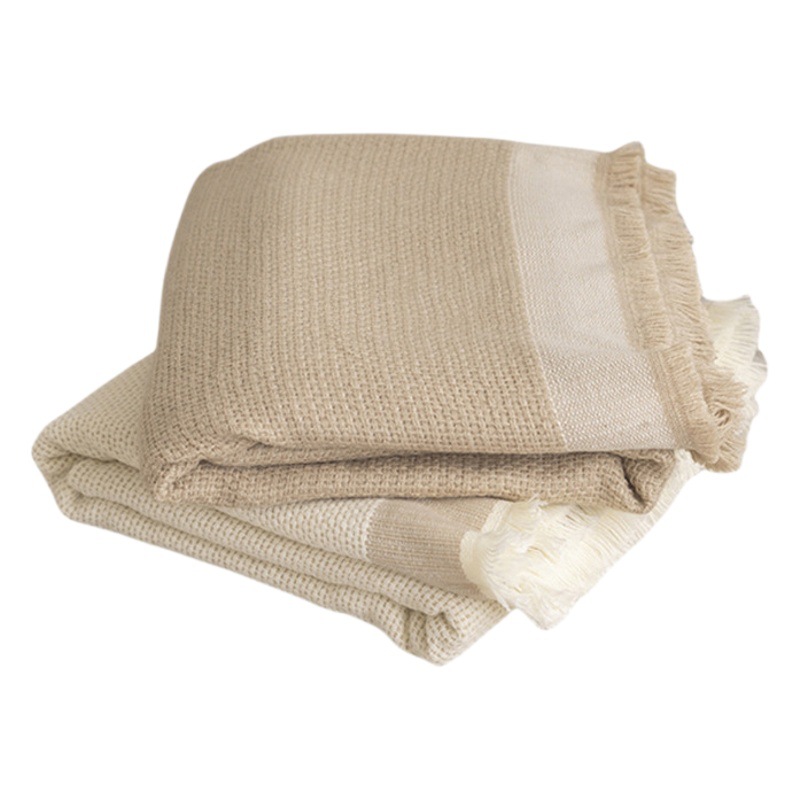 Quiet Style Plain Bed End Blanket Tassel Edge Sofa Blanket Living Room Blanket Bed Air-conditioning Blanket Bed Cover Bed Flag Towel