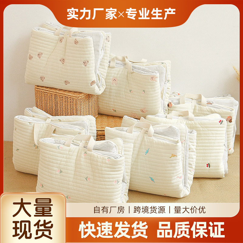 Picture of Ins Thick Newborn Baby Embroidered Pure Cotton Breathable Nap Foldable Portable Mattress Kindergarten Machine Washable Sleeping Mat