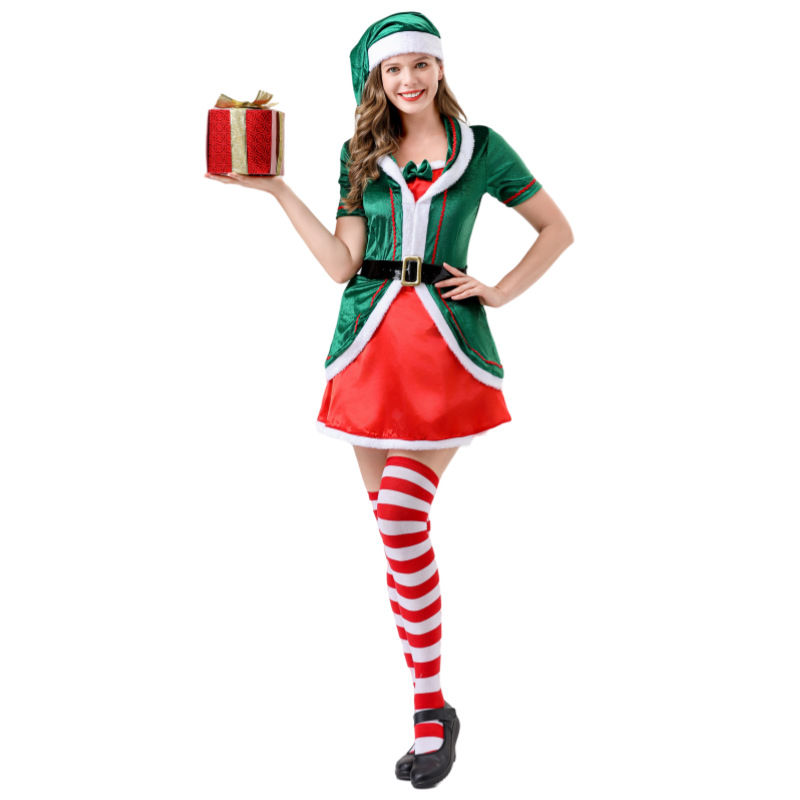 Picture of Classic Santa Claus Couple Costume Christmas Elf Costume European and American Size Christmas Party Christmas Costume