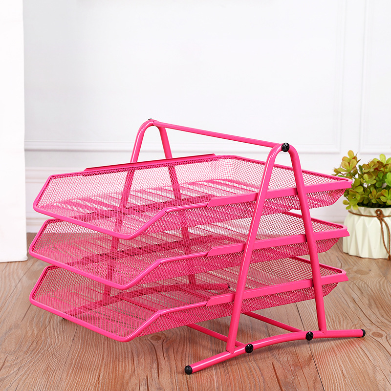 Picture of Hot selling metal iron net three-layer file tray file basket simple office supplies storage file rack wholesale