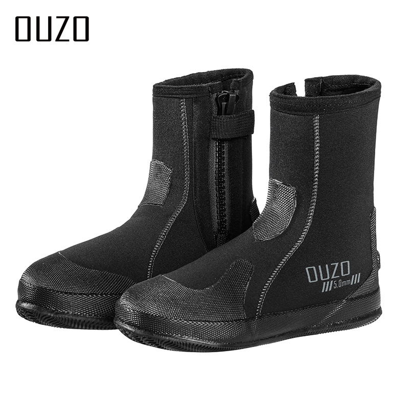 Picture of 5mm Diving Shoes OUZO Thickened Non-slip Wear-resistant Snorkeling Beach Surfing Vulcanized Shoes Tracing Shoes High-top Diving Boots