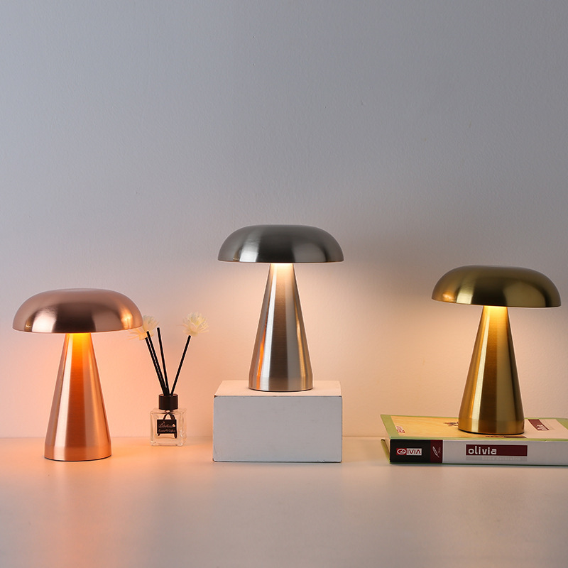 Cross-Border European-Style Wrought Iron Bar Table Lamp, Rechargeable Dining Table Lamp, Bedroom Atmosphere Jellyfish Mushroom Night Light Led Lamp
