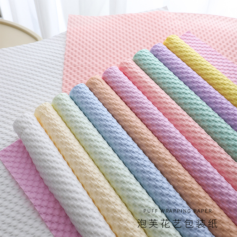 Puff three-dimensional embossed flower wrapping paper waterproof Fenghua art paper gift bouquet wrapping paper factory wholesale
