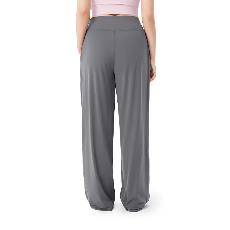 Picture of Loose wide-leg pants for plus-size women, concealing flesh and slimming pear-shaped figure, casual pants with high waist pockets, straight-leg sports pants